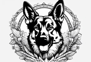 German shepherd dog walking away tattoo idea
