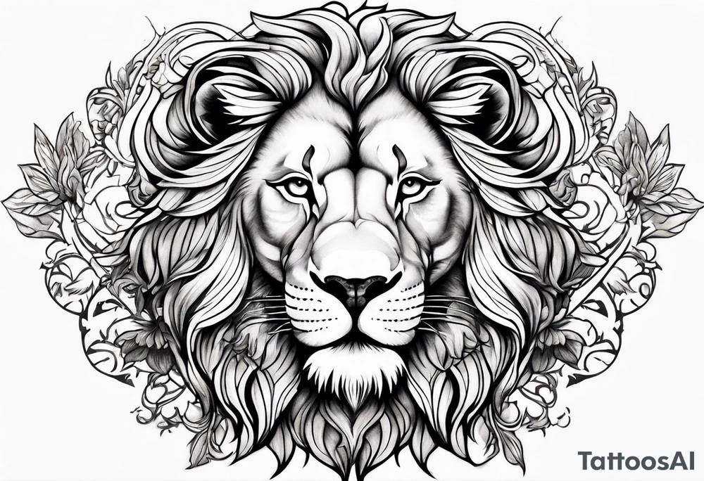 Lion of Judah with doves tattoo idea