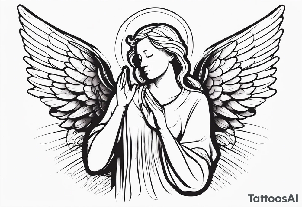 Angel with prayer hands tattoo idea