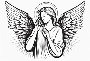 Angel with prayer hands tattoo idea