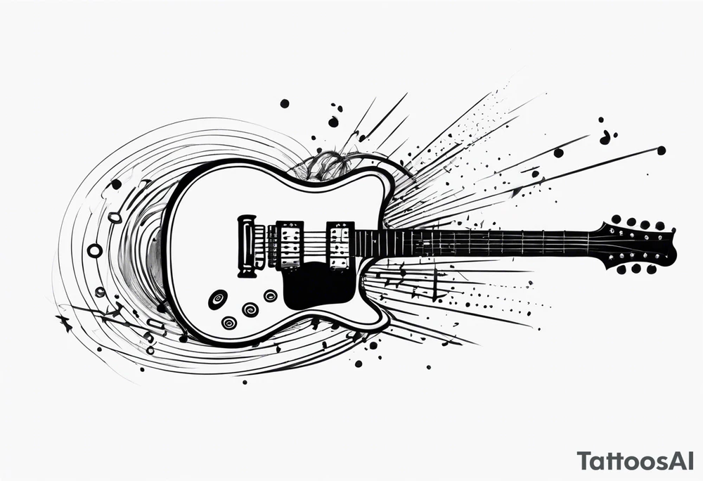 Eléctric guitar sound with mines abstrac tattoo idea