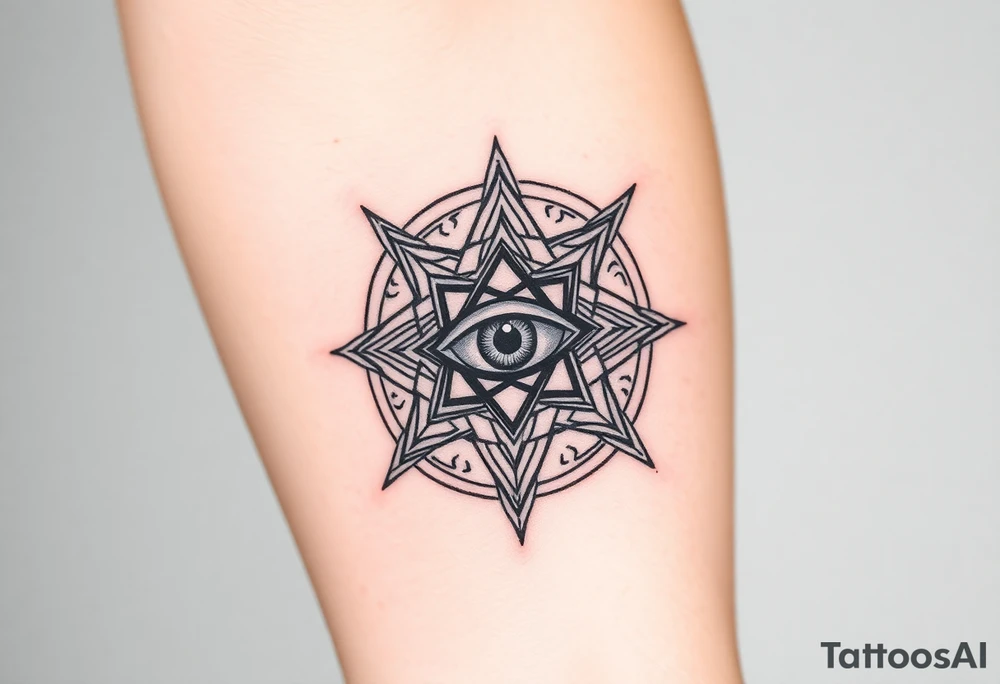 sacred geometry with eye in the middle tattoo idea