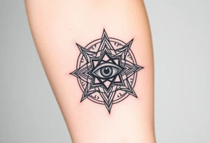 sacred geometry with eye in the middle tattoo idea