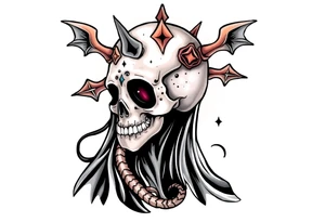 mystical  bringer of death head tattoo idea