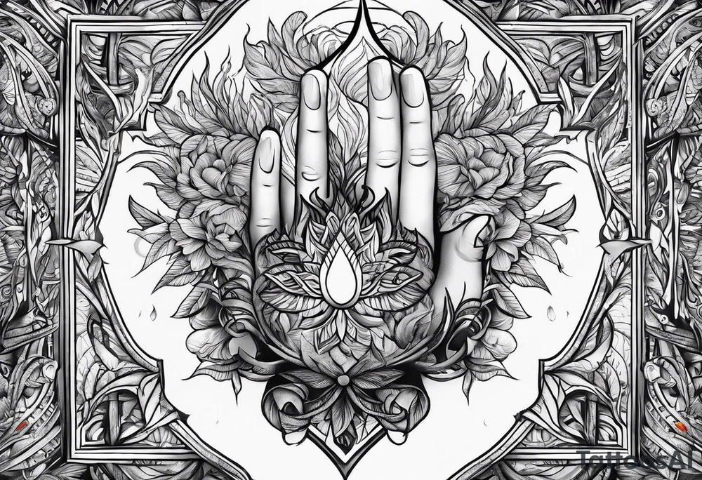 A hand holding fire tattoo idea