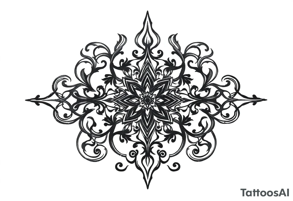 mytical shaman and witch ancient ornament with rhyme tattoo idea