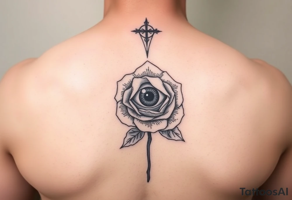 Eye of Providence inside a rose hand tattoo tattoo idea