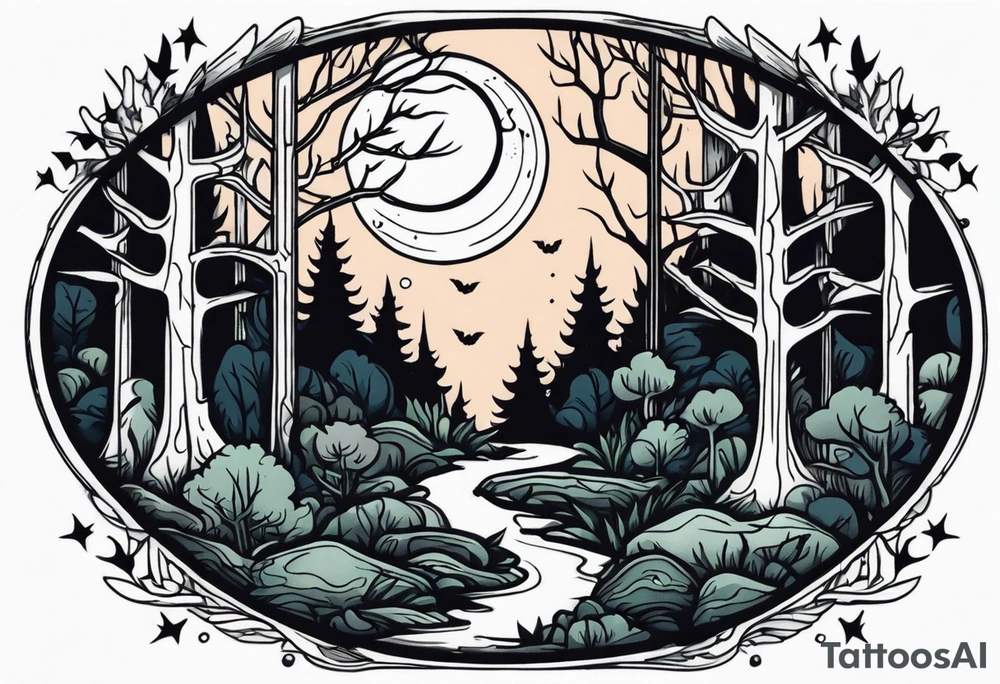 Haunted forest tattoo idea