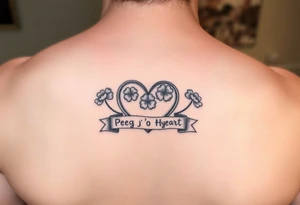 Cute Heart with shamrocks and a banner that says "Peg 'o My Heart" tattoo idea