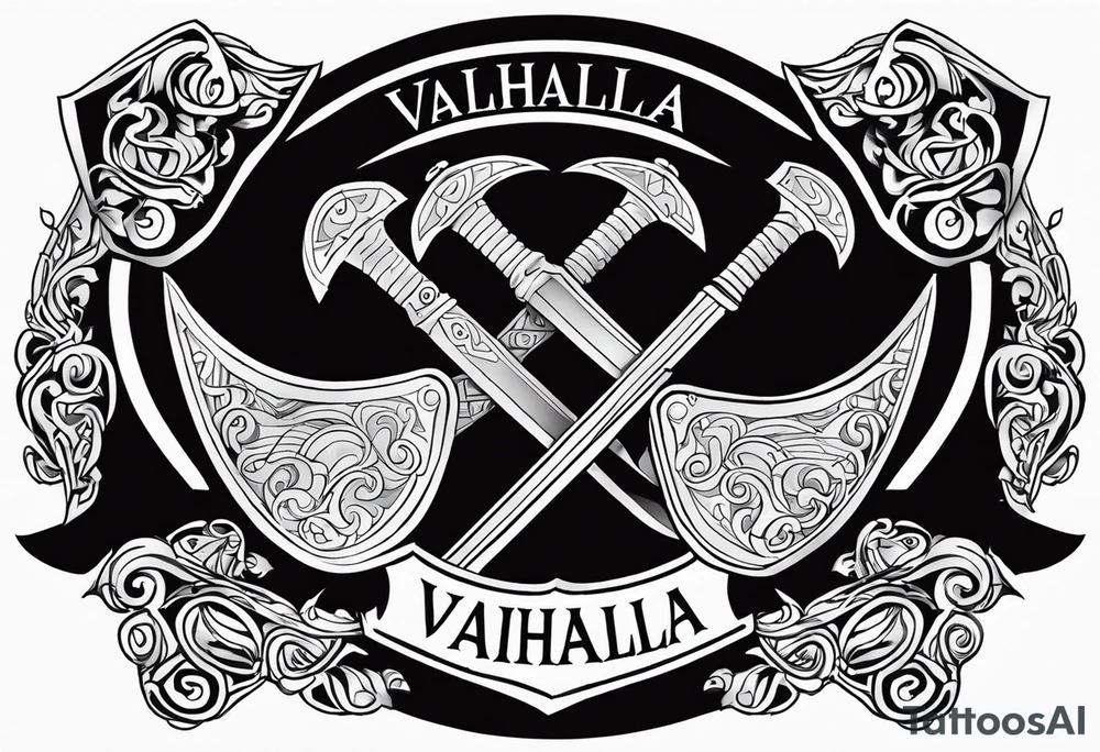 Valhalla shield  sword axe tattoo idea