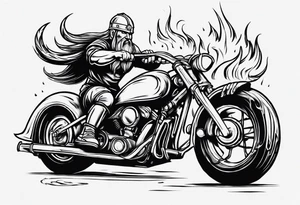I want a detailed tattoo of a viking with flames driving an old motorcycle and i want the name “Viking Customs” to be in the tattoo tattoo idea