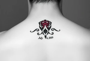 Ruby gemstone with the birthday July 6, 2019 to fit on lower ankle tattoo idea