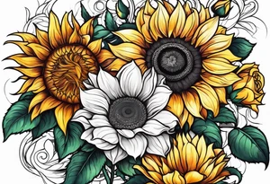 flower rose , sunflower, animal tattoo idea