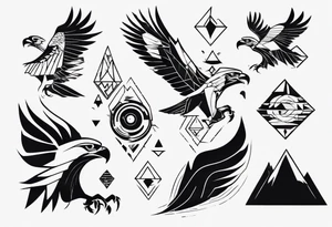 Kora with mountains eagles tattoo idea