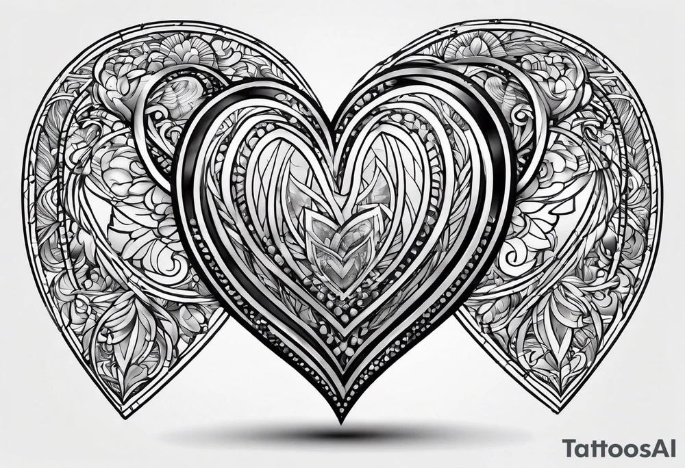 four small lined heart tattoo idea