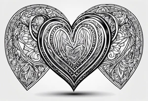 four small lined heart tattoo idea