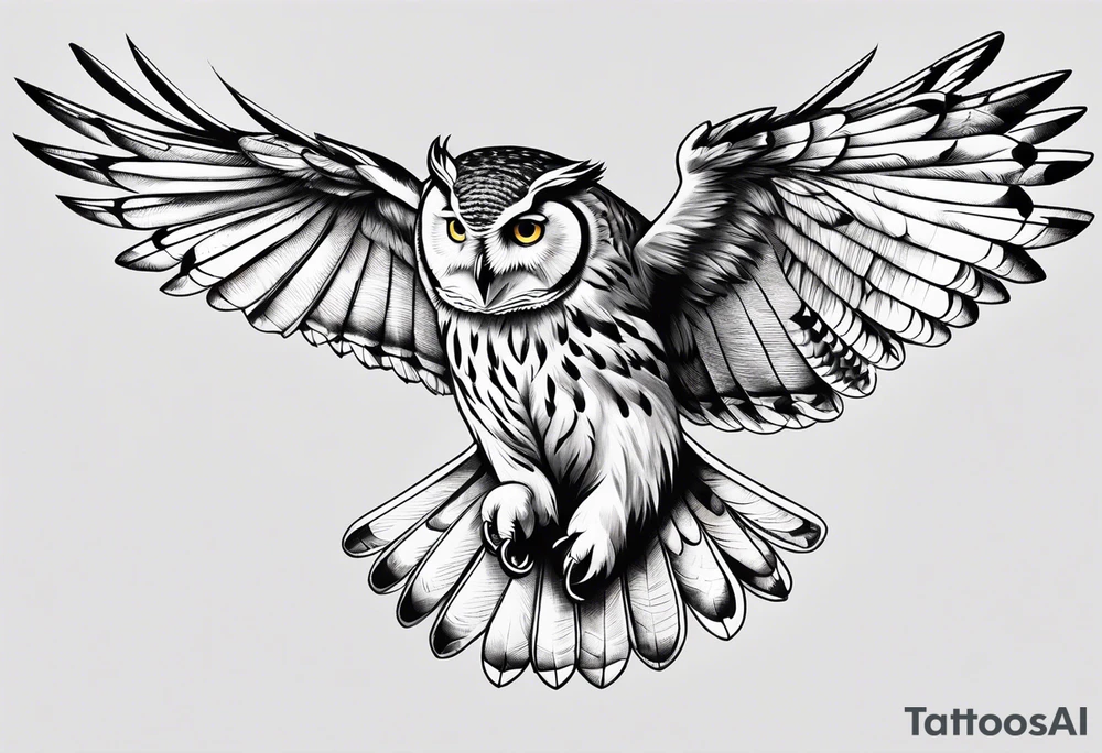 owl flying tattoo idea
