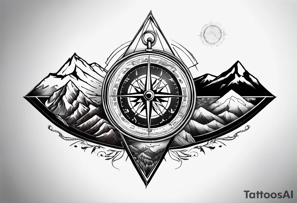 Half mountain. Half compass tattoo idea