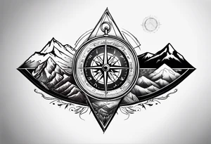 Half mountain. Half compass tattoo idea