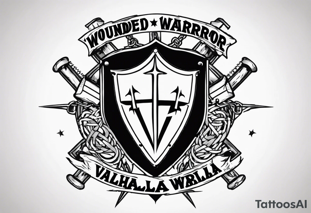 Wounded warrior valhalla shield barb wire prison tattoo idea