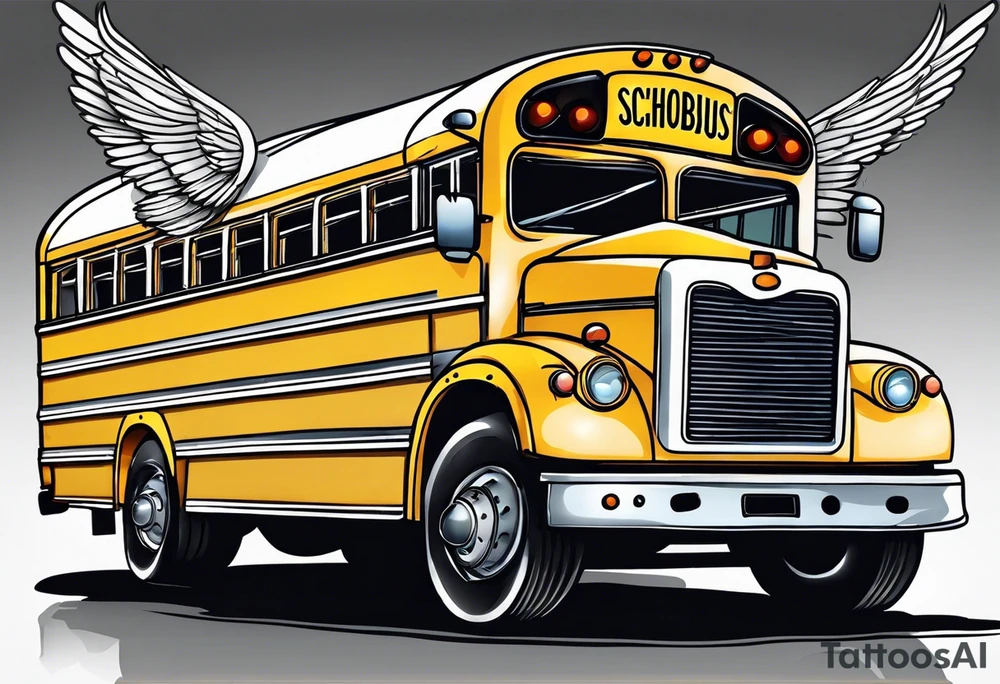 school bus with wings tattoo idea