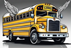 school bus with wings tattoo idea