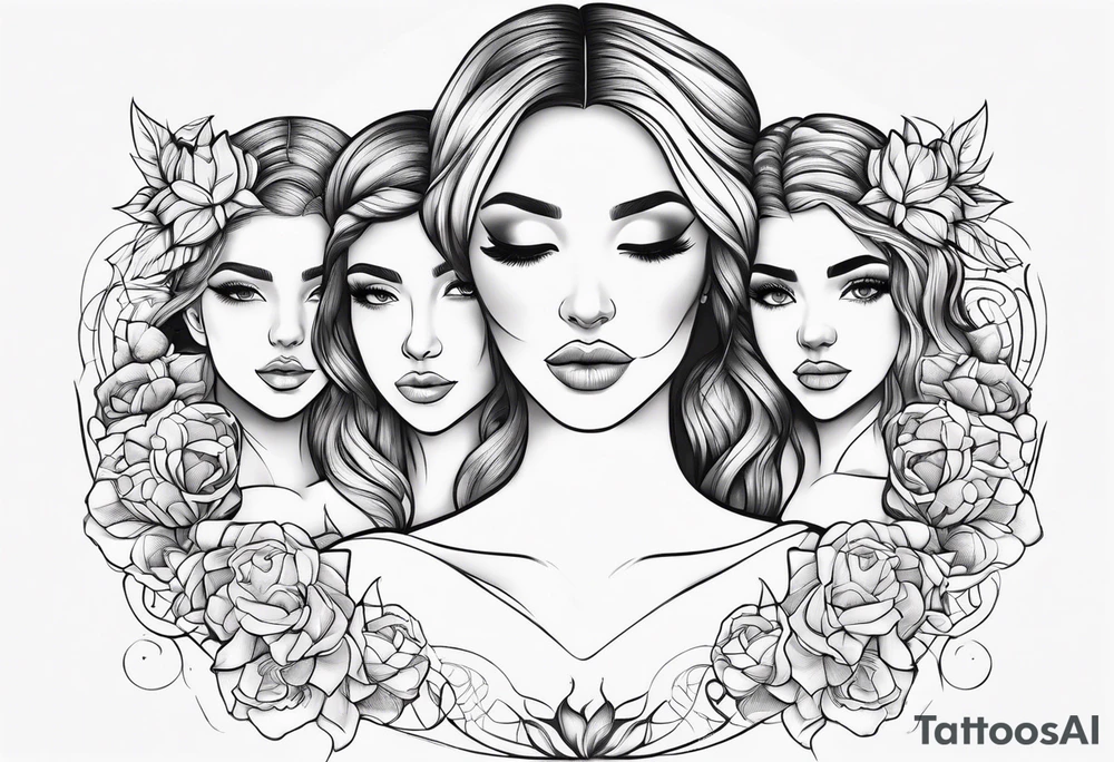 Mother and three daughters design no hearts or flowers simple and elegant tattoo idea