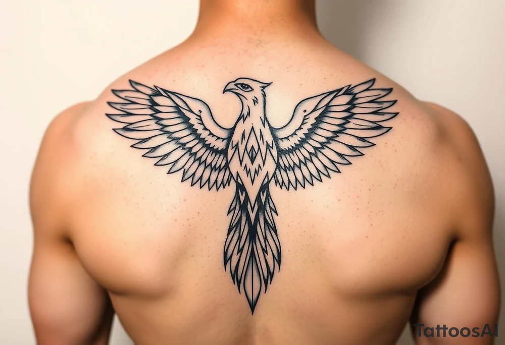 GEOMETRIC AND SYMMETRIC PHOENIX tattoo idea
