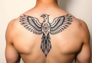 GEOMETRIC AND SYMMETRIC PHOENIX tattoo idea