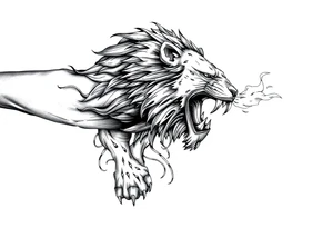 Respect comes from Admiration and Fear with a mechanical lion breathing fire tattoo idea