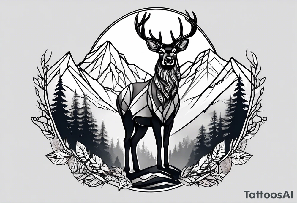 mountain with small deer tattoo idea