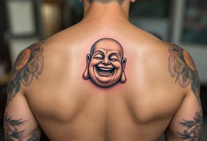 The Laughing Buddha – A joyful symbol of abundance and contentment, typically tattooed in black-and-gray realism or colorful neo-traditional style. tattoo idea