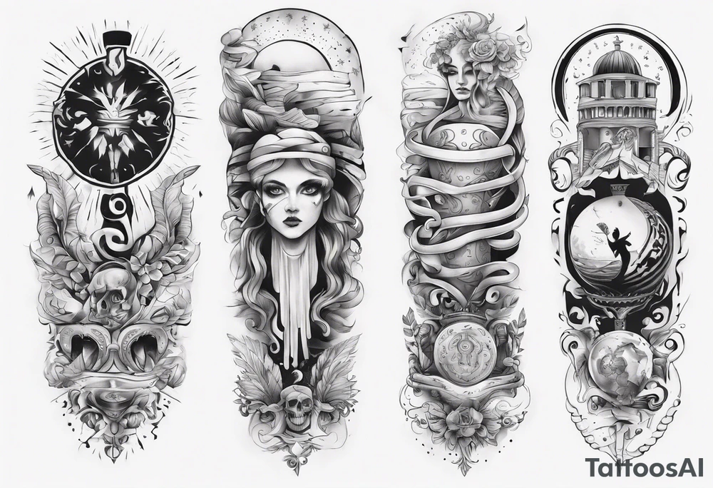 greek arm sleeve tattoo idea