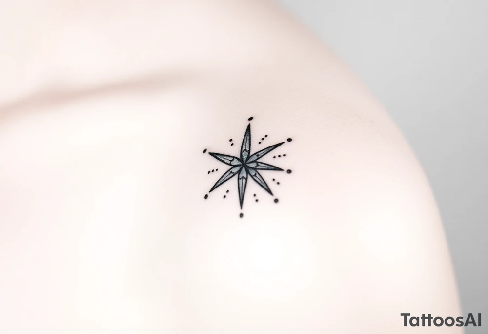 A star tattoo design. . black and white. small tattoo idea