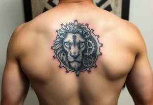 Lion made of gears tattoo idea