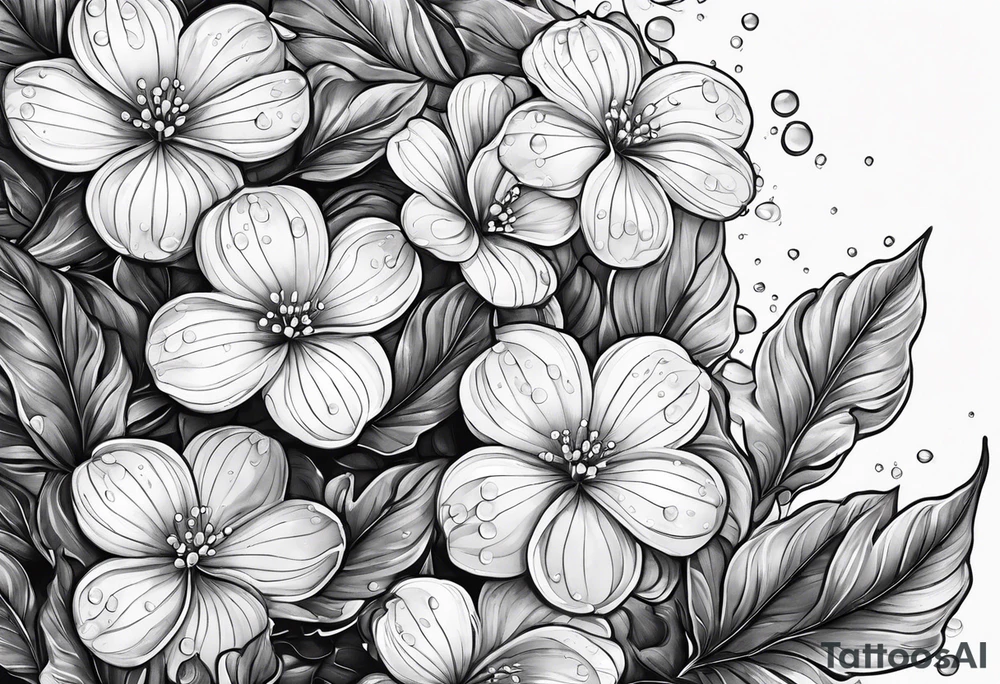 diphylleia grayi with water droplets tattoo idea