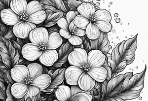 diphylleia grayi with water droplets tattoo idea