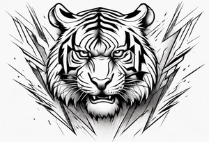 mythical ferocious tiger with lightning around it. The tattoo is for a forearm sleeve tattoo idea