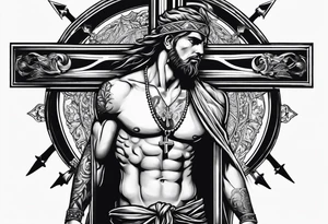 skinny man carrying a cross tattoo idea