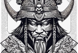 Japanese Warrior with skull mask tattoo idea