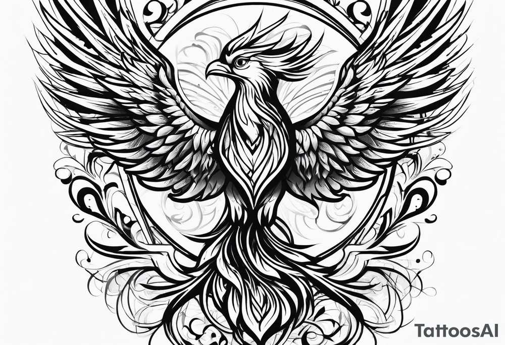 cross With phoenix tattoo idea