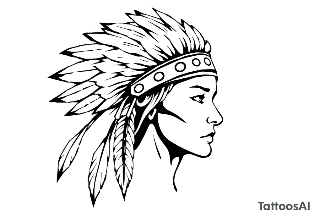 Female Native American no headdress tattoo idea