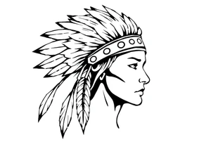 Female Native American no headdress tattoo idea