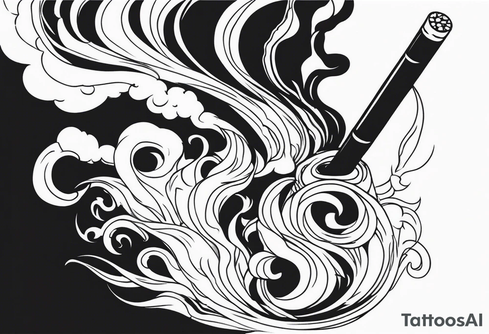 Draw me black smoke coming out of a cigarette tattoo idea