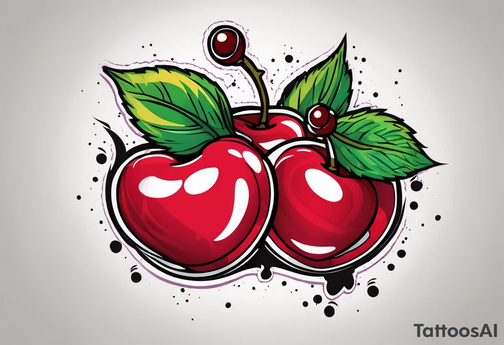 Cherries with ribbon tattoo idea
