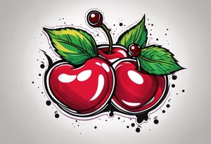 Cherries with ribbon tattoo idea