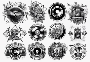 speaker, staff, dj, forearm tattoo idea