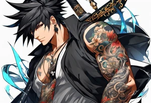 A male black anime character tattoo idea
