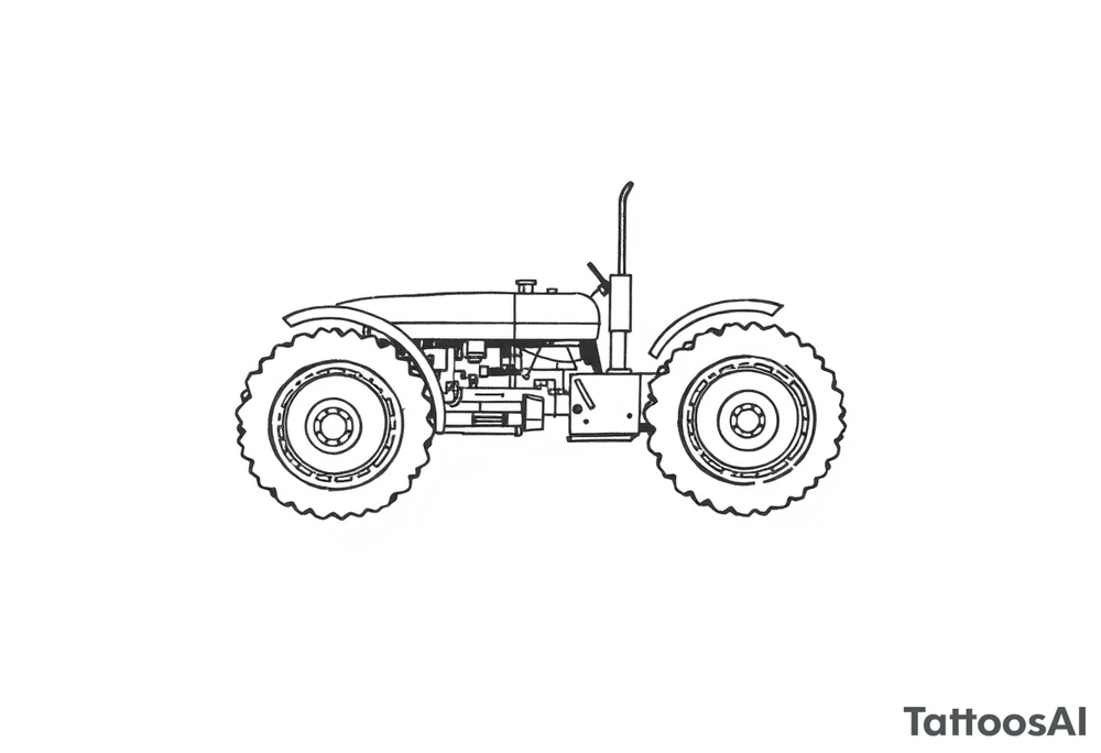 feminine tractor fine line tattoo idea