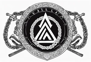 Valhalla shield sword axe Valknut chains tattoo idea